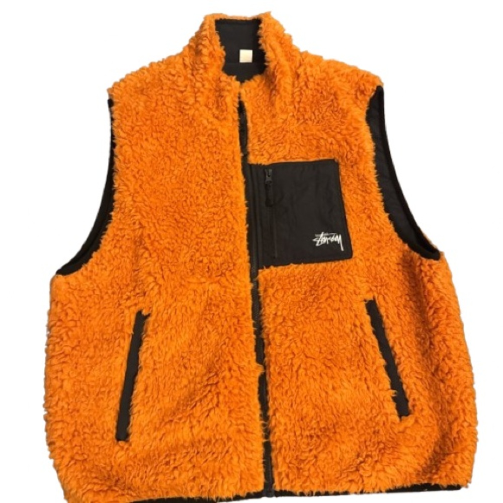 Stussy Orange Sherpa Vest